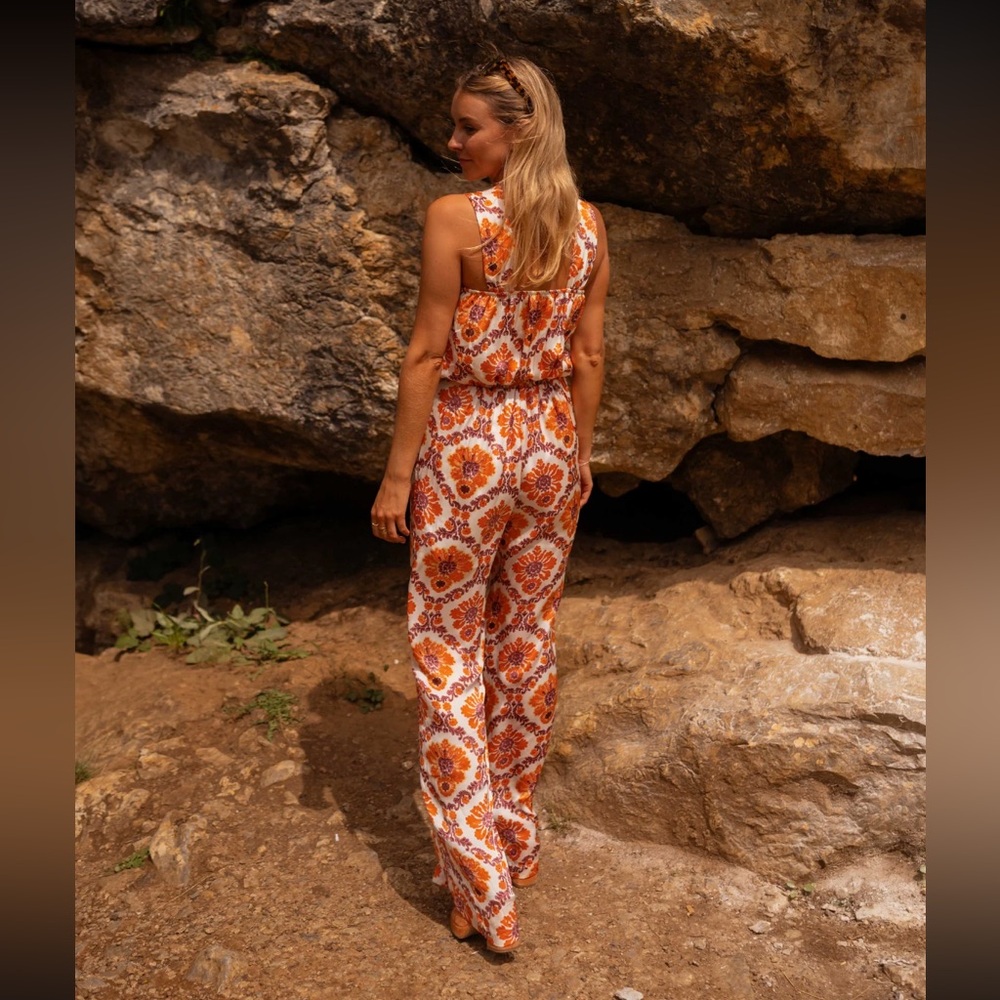 Orange Patterned Roxane Jumpsuit - image 3